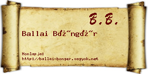 Ballai Böngér névjegykártya